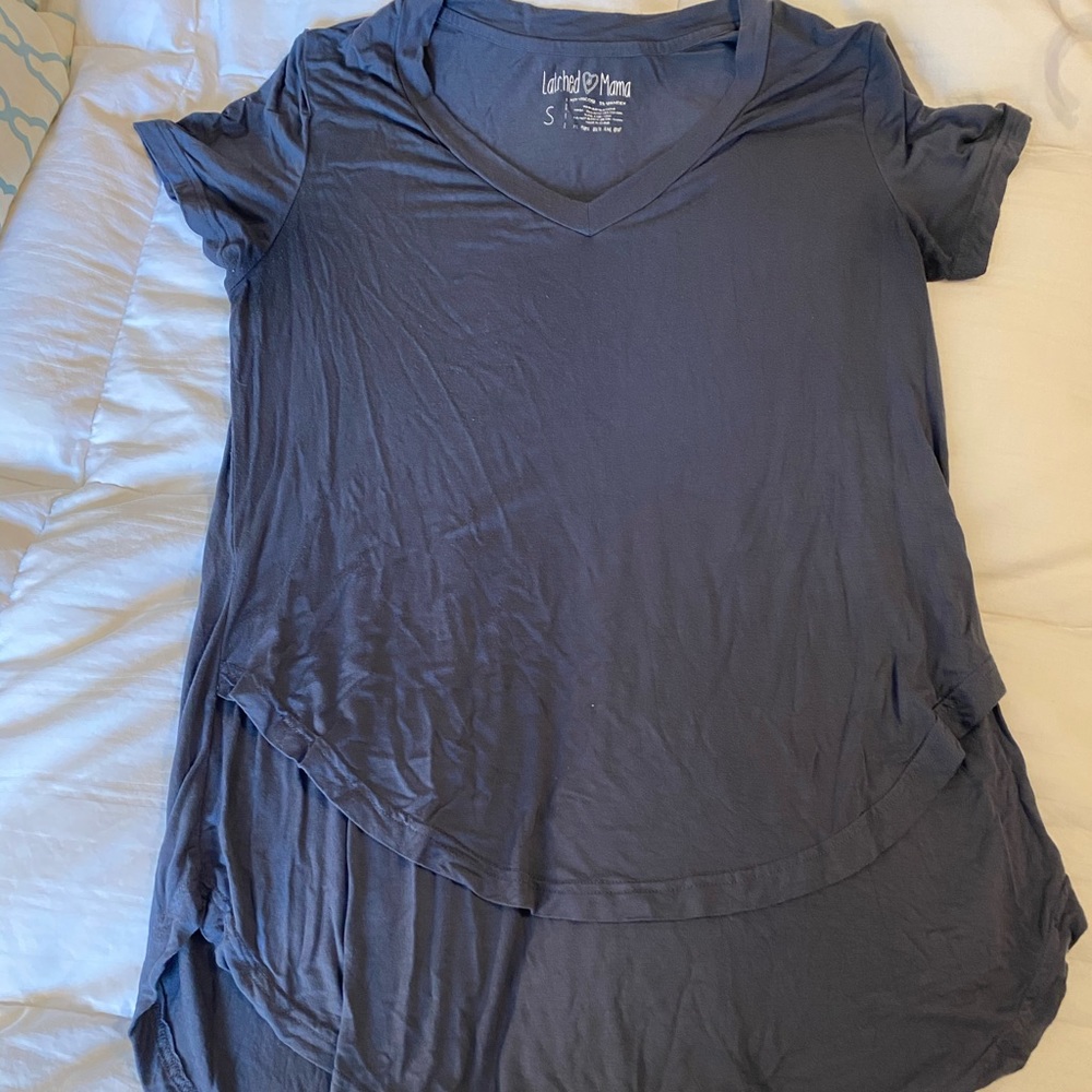 Latched Mama Greyish Blue Nursing Tee